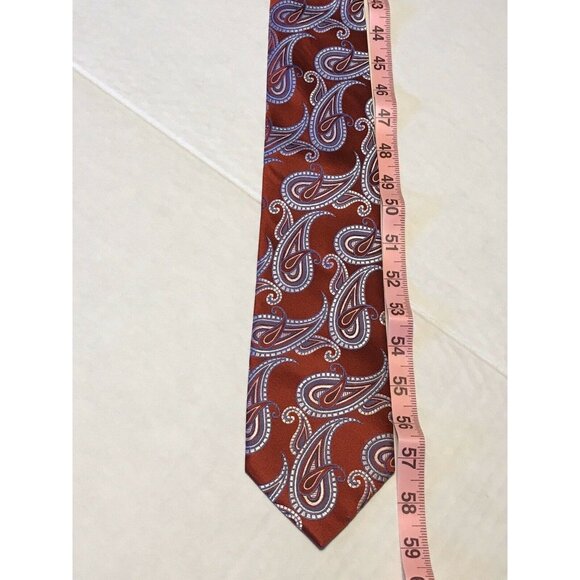 Michael Kors Mens 100% Silk Paisley Tie Red Blue Preowned - Picture 5 of 6